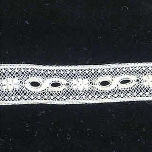L-4 White and Ecru - Beading with Flower design.