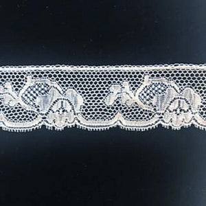 L-14 White - Lace Edging - 30mm Floral Design.