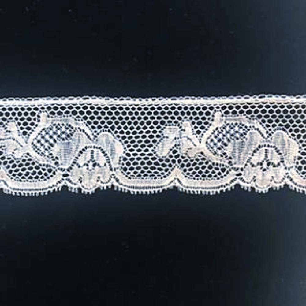 L-14 White - Lace Edging - 30mm Floral Design.