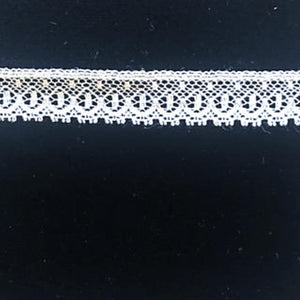 L-35 White and Ivory - Lace Edging - 12mm with Dotted Design.