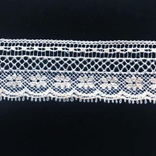 L-57A White and Ecru - Lace Edging - 25mm variation on Bow Design.