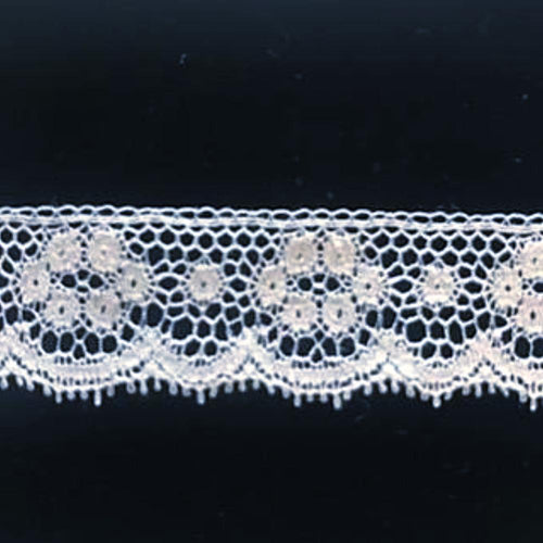 L-61 White - Lace Edging - 20mm Open Flower Design.