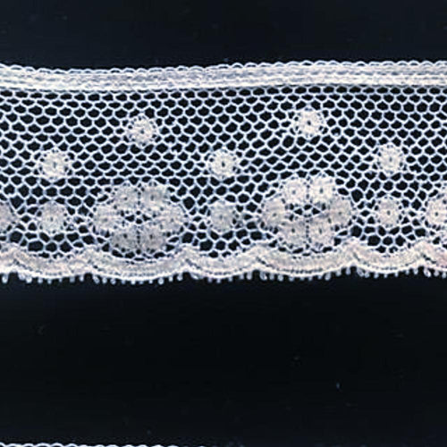L-65 White - Lace Edging - 40mm Open Flower Design.