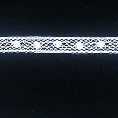 L-123 White and Ecru - Lace Insertion - 8mm Large Dot Design.