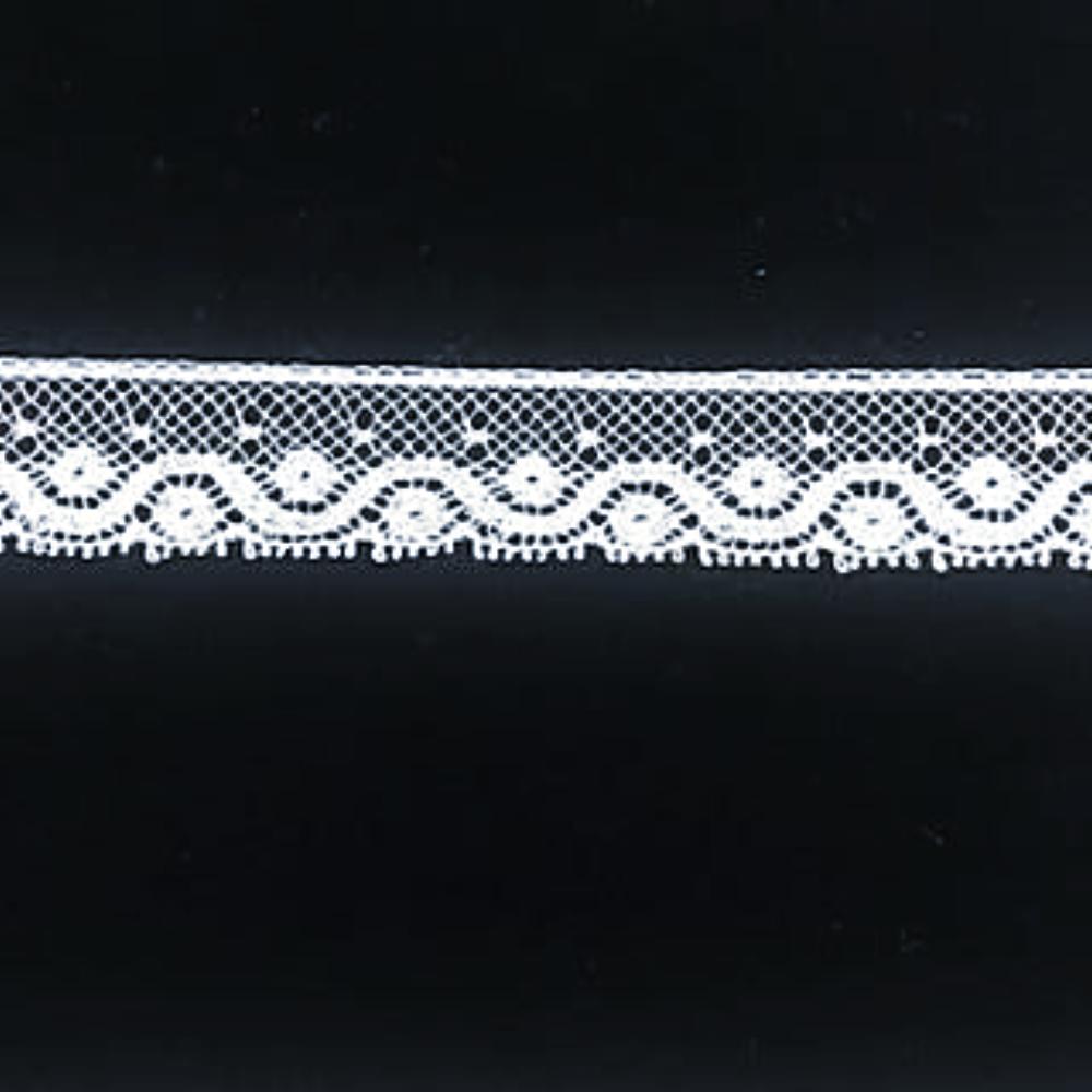 L-138 White - Lace Edging - 18mm Scroll and Circle Design.