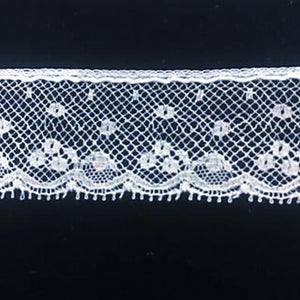 L-154 White - Lace Edging - 30mm Floral with Dot.