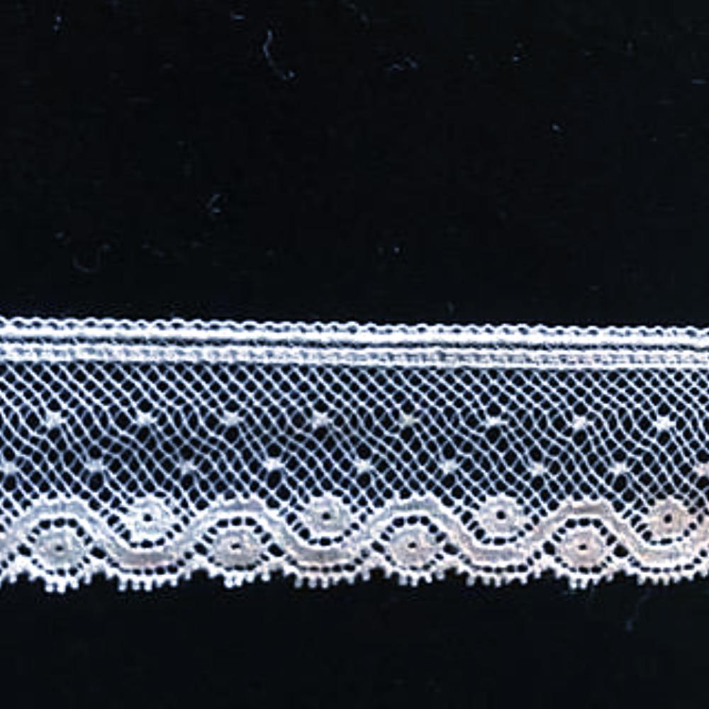 L-171 White - Lace Edging - 25mm Scroll and Circle Design.