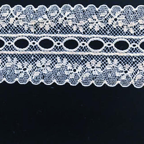 L-895 White - Lace Galloon/ Beading - 40mm Small Floral Design.