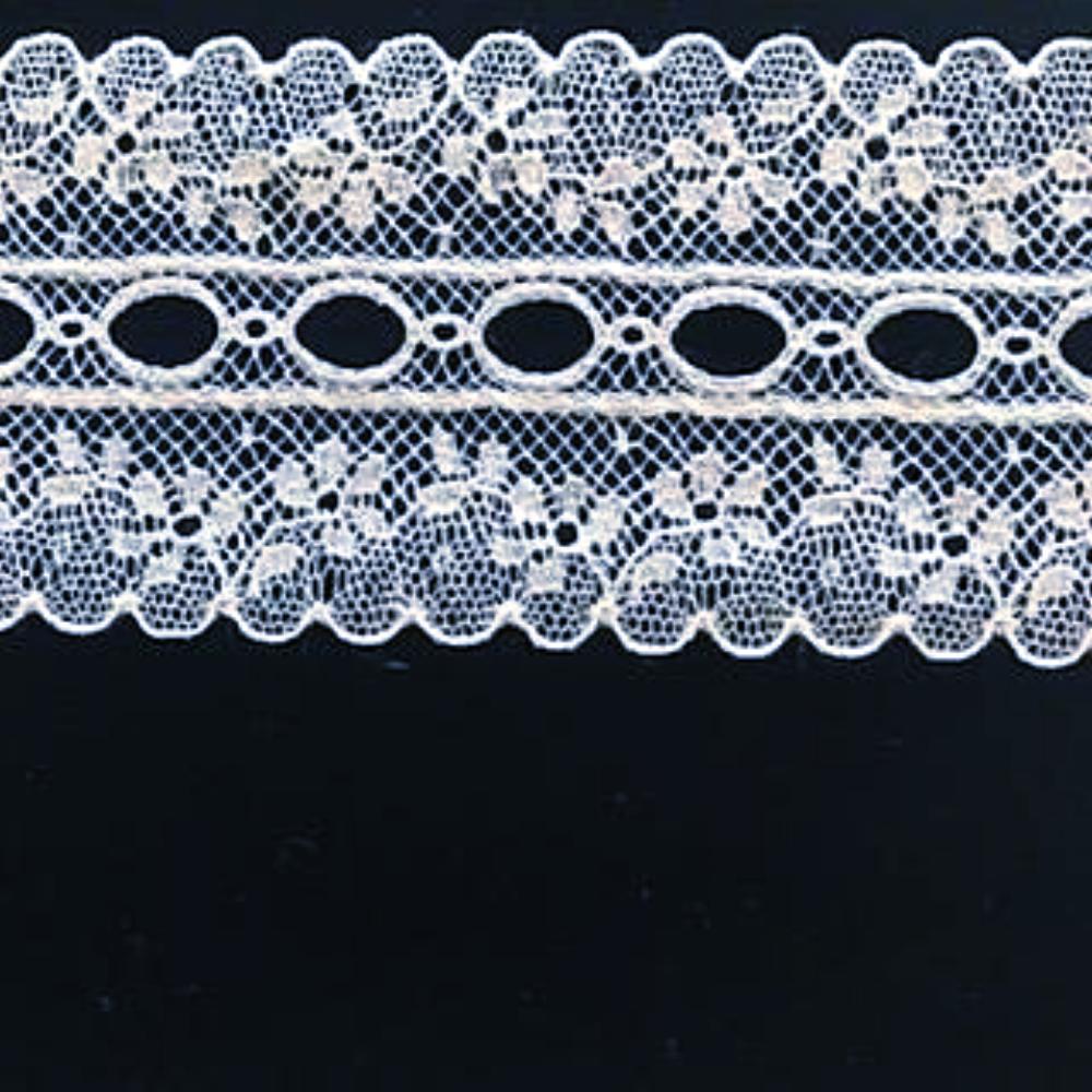 L-895 White - Lace Galloon/ Beading - 40mm Small Floral Design.