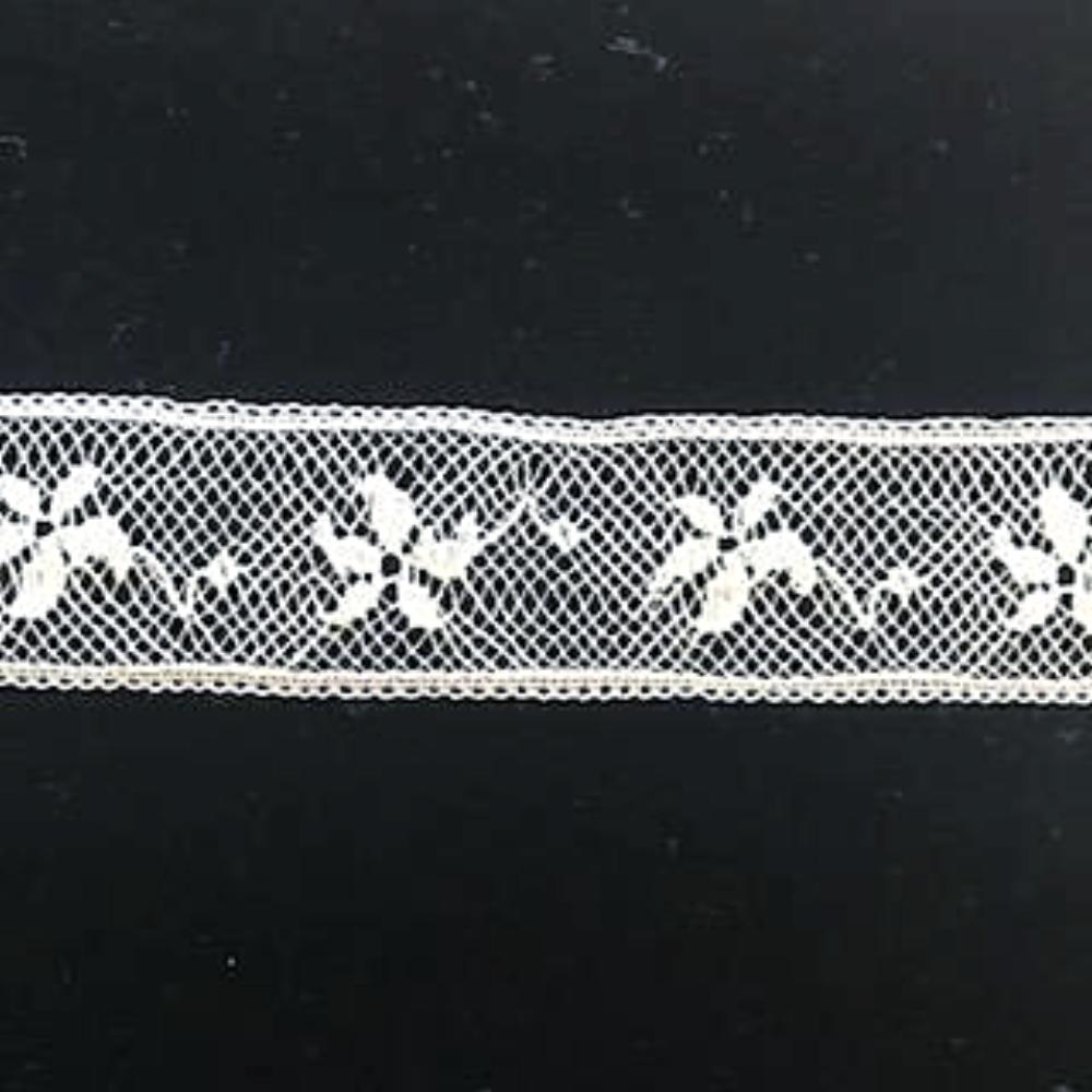 L-72 Ivory - Lace Insertion - 18mm Flower and Dot Design.