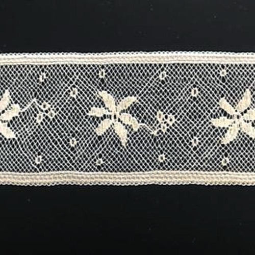 L-74 Ivory - Lace Insertion - 40mm Flower and Dot Design.