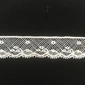 L-154N Ecru - Lace Edging - Narrow - 20mm Floral and Dot Design.