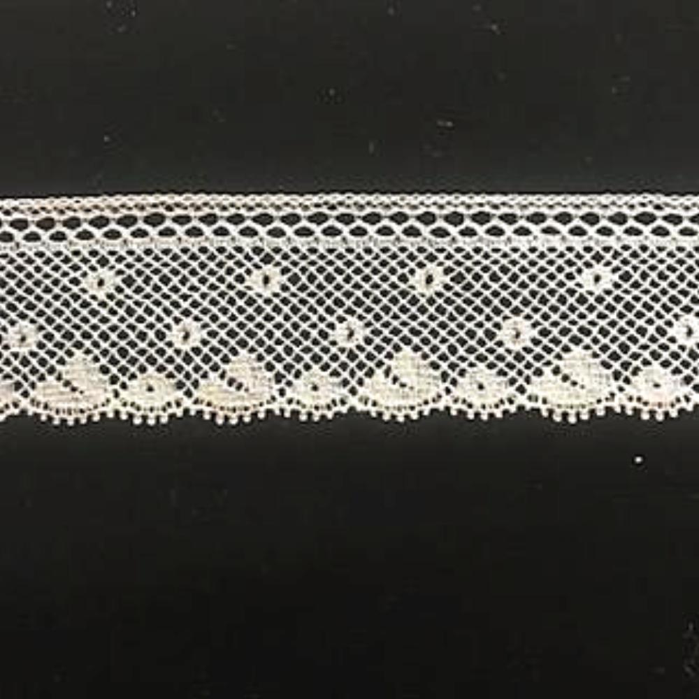 L-155 Ecru - Lace Edging - 25mm Lattice Heading.