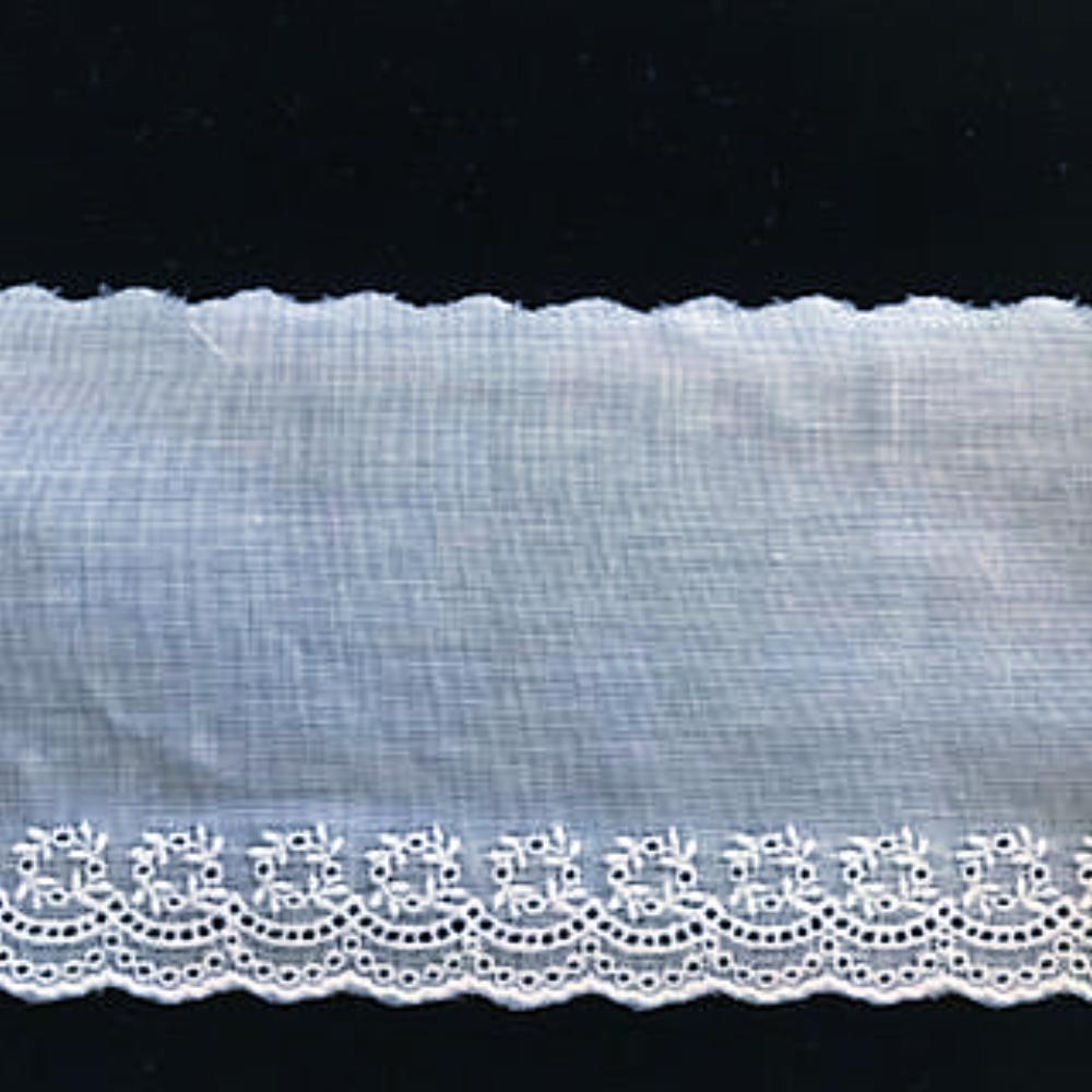 E-3N White and Ivory - 80mm Embroidered Edging.