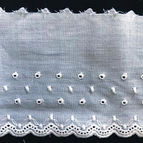 E-47 White and Ecru - 75mm Embroidered Edging.