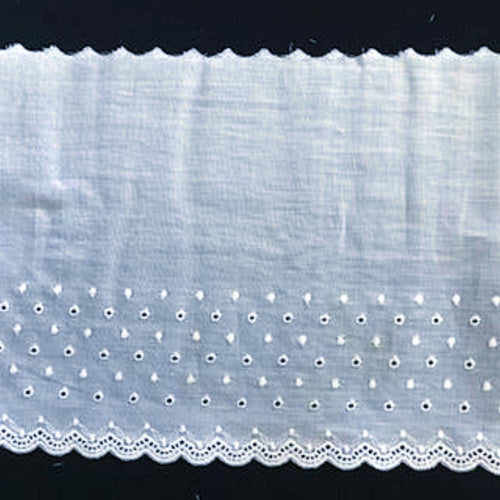 E-48 White - 150mm Embroidered Edging.