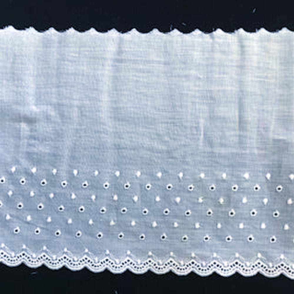 E-48 White - 150mm Embroidered Edging.