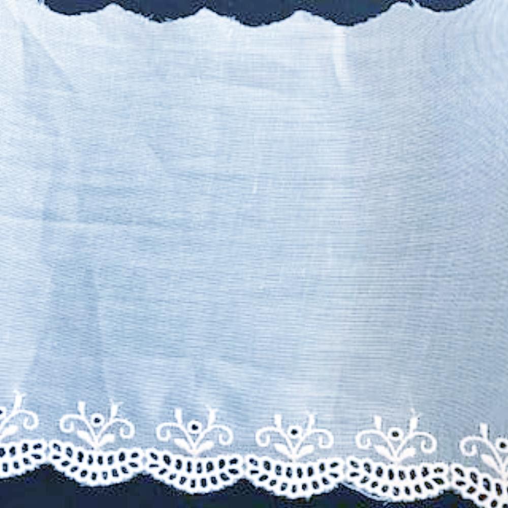 E-57 White - 130mm Embroidered Edging on Swiss Cotton Organdy fabric.