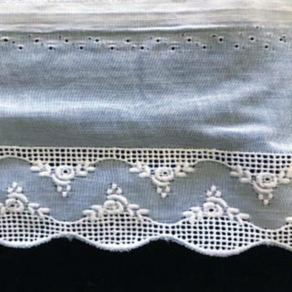 E-80 White - 30mm Embroidered Edging.