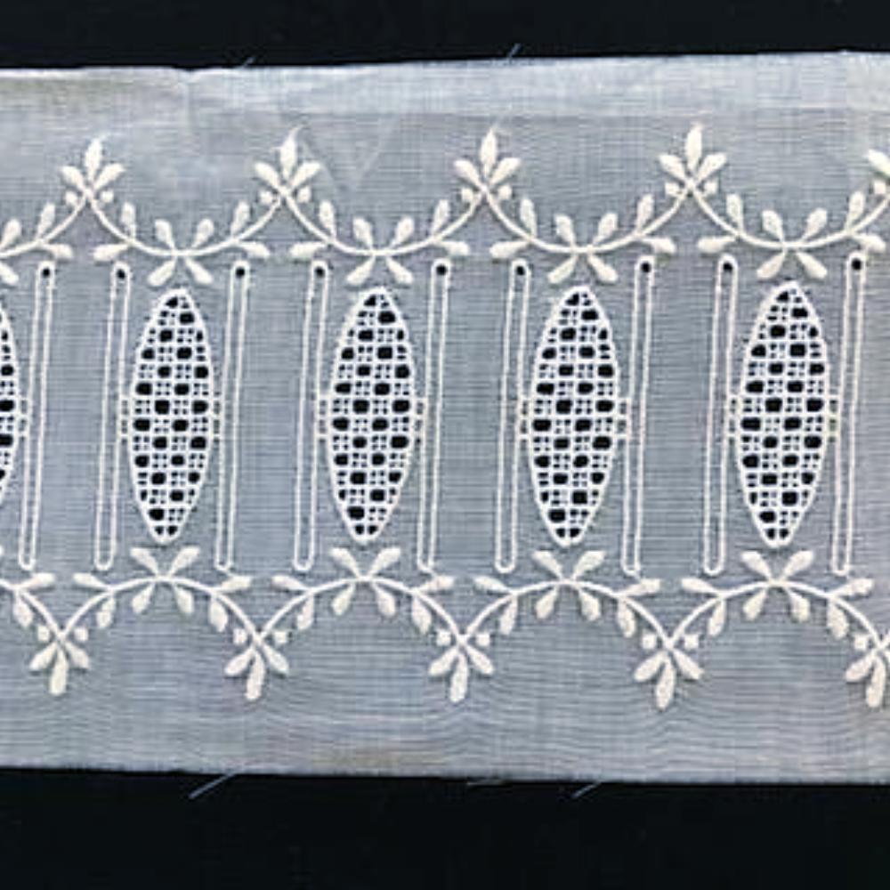 E-82B White - 100mm Beaded Embroidery Insertion.