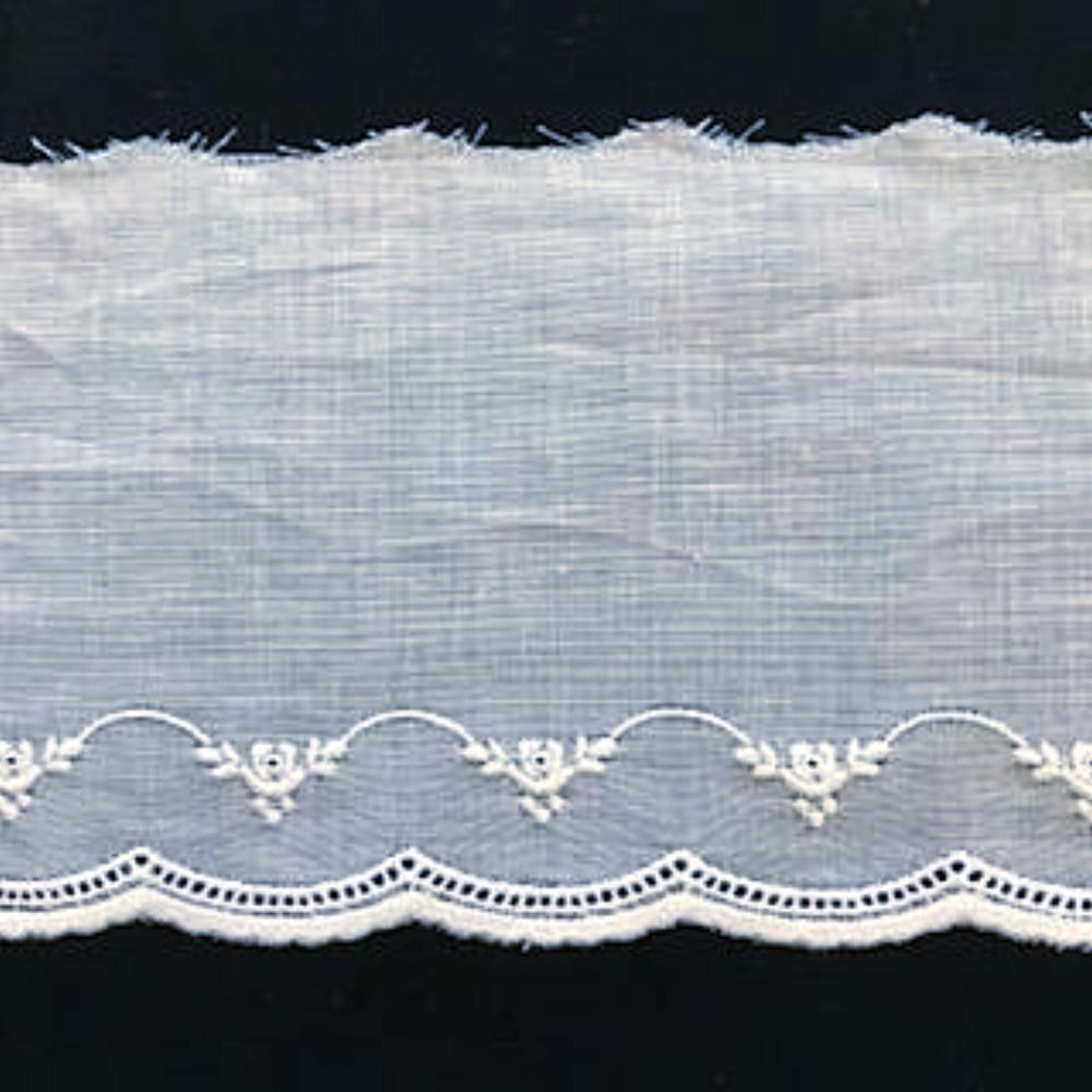 E-83 White and Ecru - 76mm Embroidered Edging.