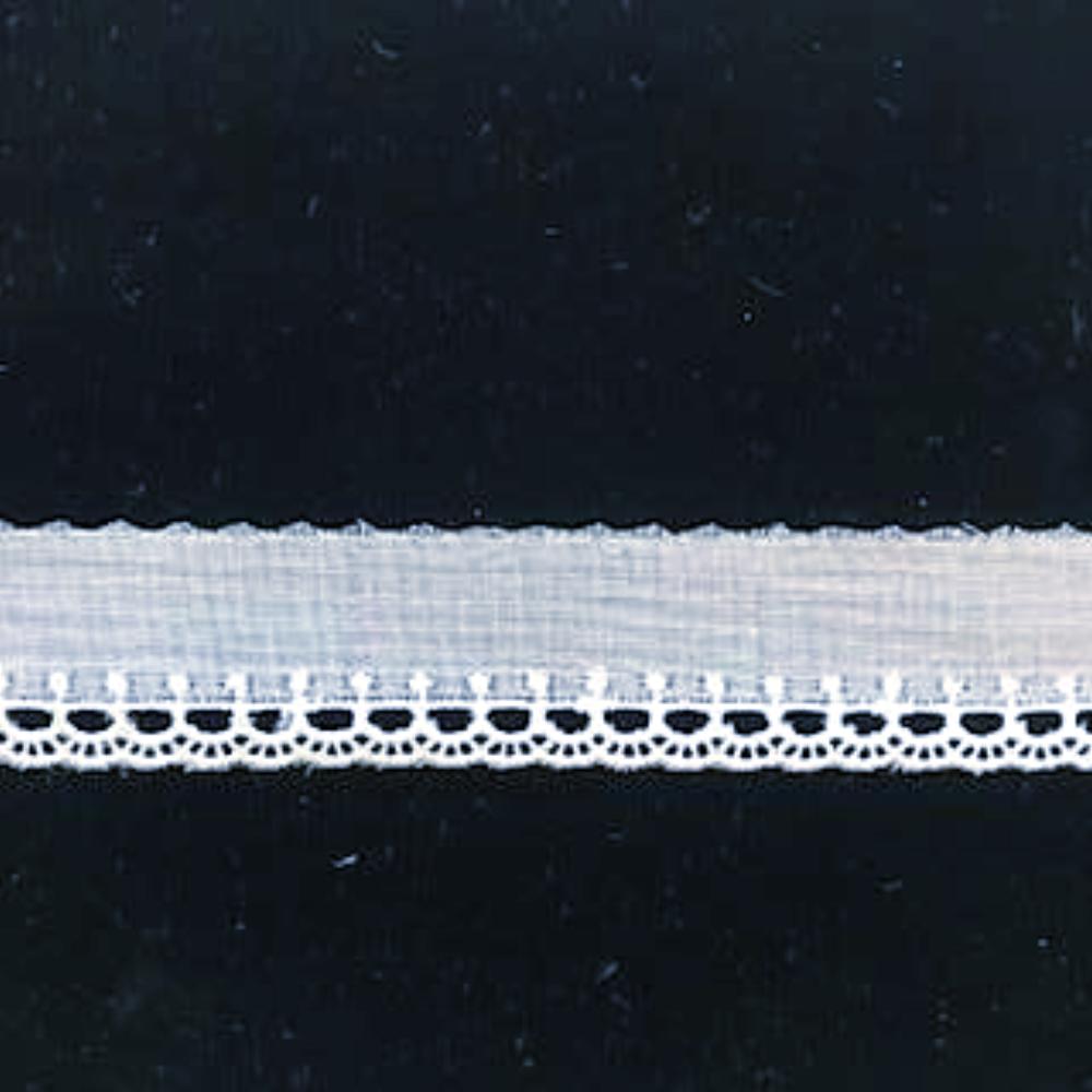 E-86 White - 20mm Embroidered Scallop Design.