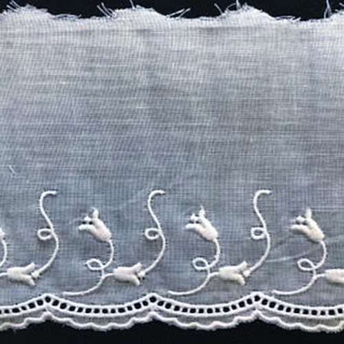 E-92N White - 80mm Embroidered Edging.