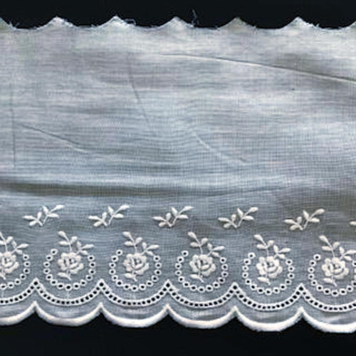 E-96 White, Ivory and Ecru - 120mm Embroidered Edging.