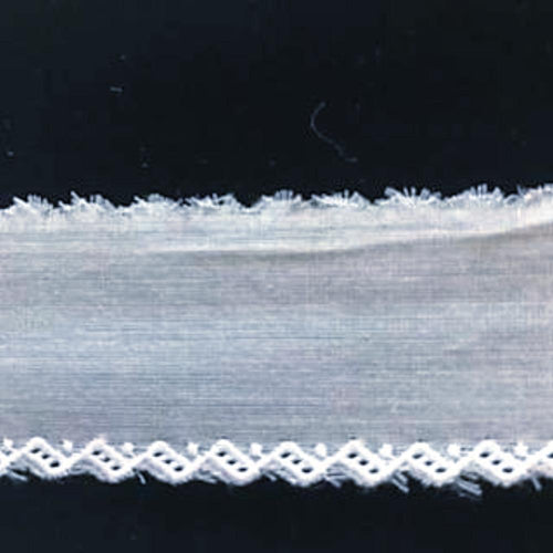 E-98 White and Ivory - 30mm Embroidered Edging.