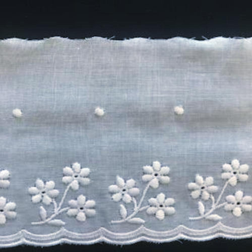E-102 White - 70mm Embroidered Edging.