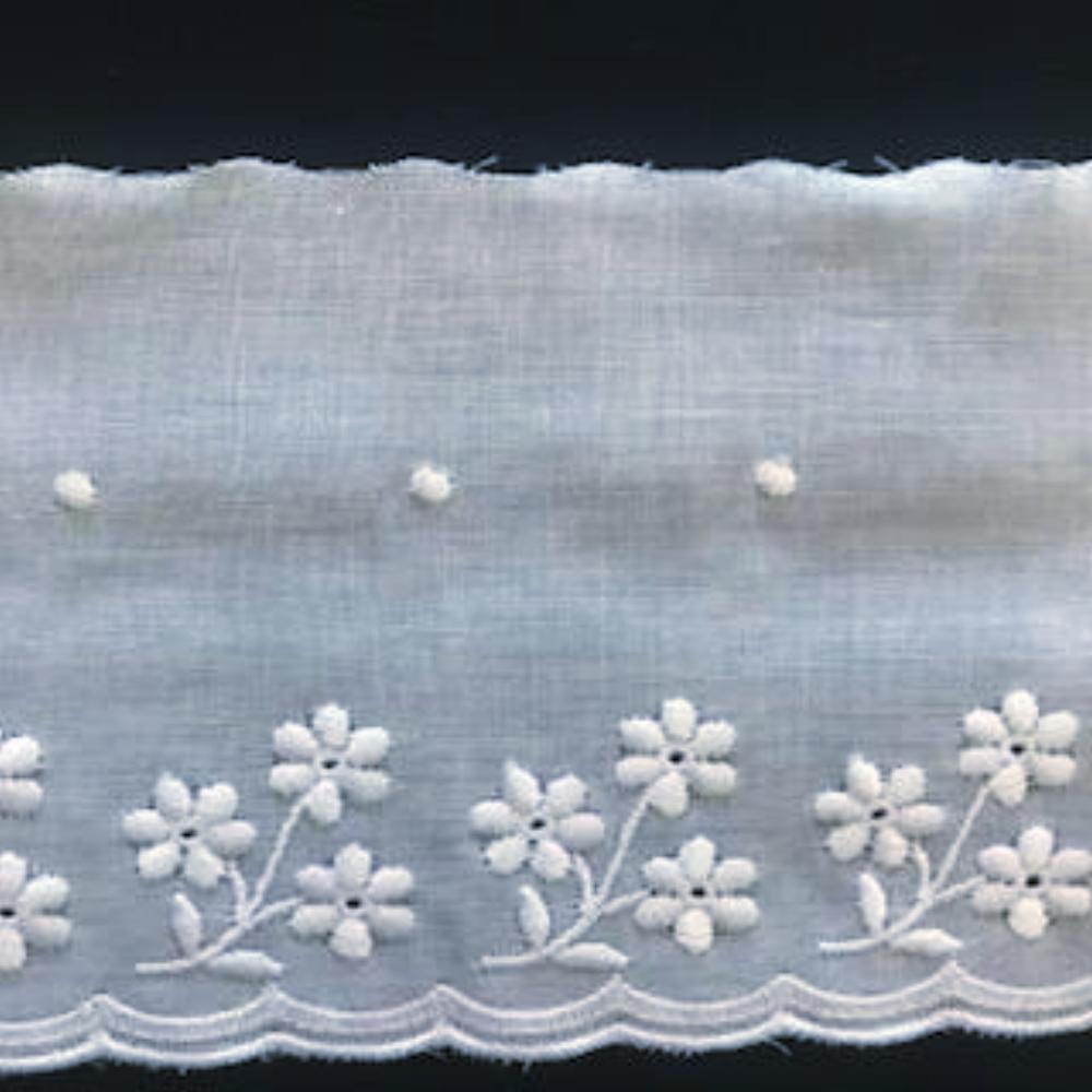 E-102 White - 70mm Embroidered Edging.