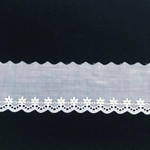 E-612 White - 50mm Embroidered Edging.