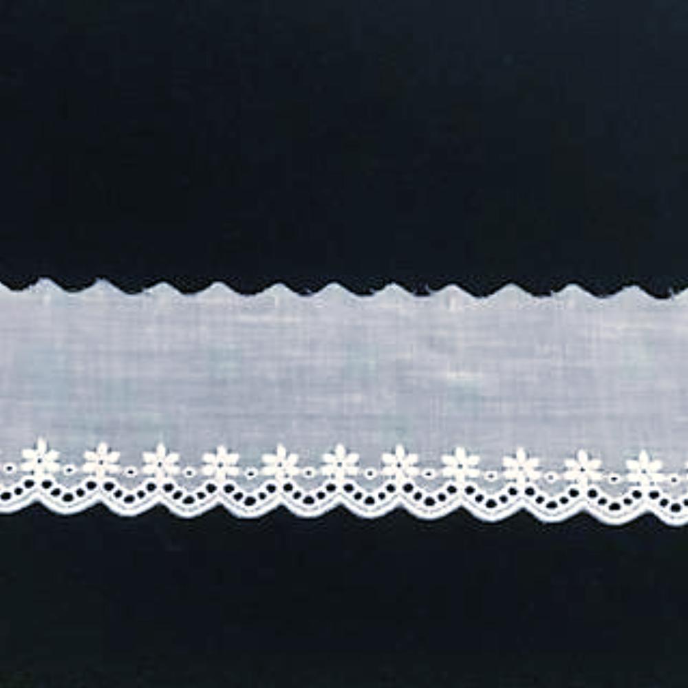 E-612 White - 50mm Embroidered Edging.