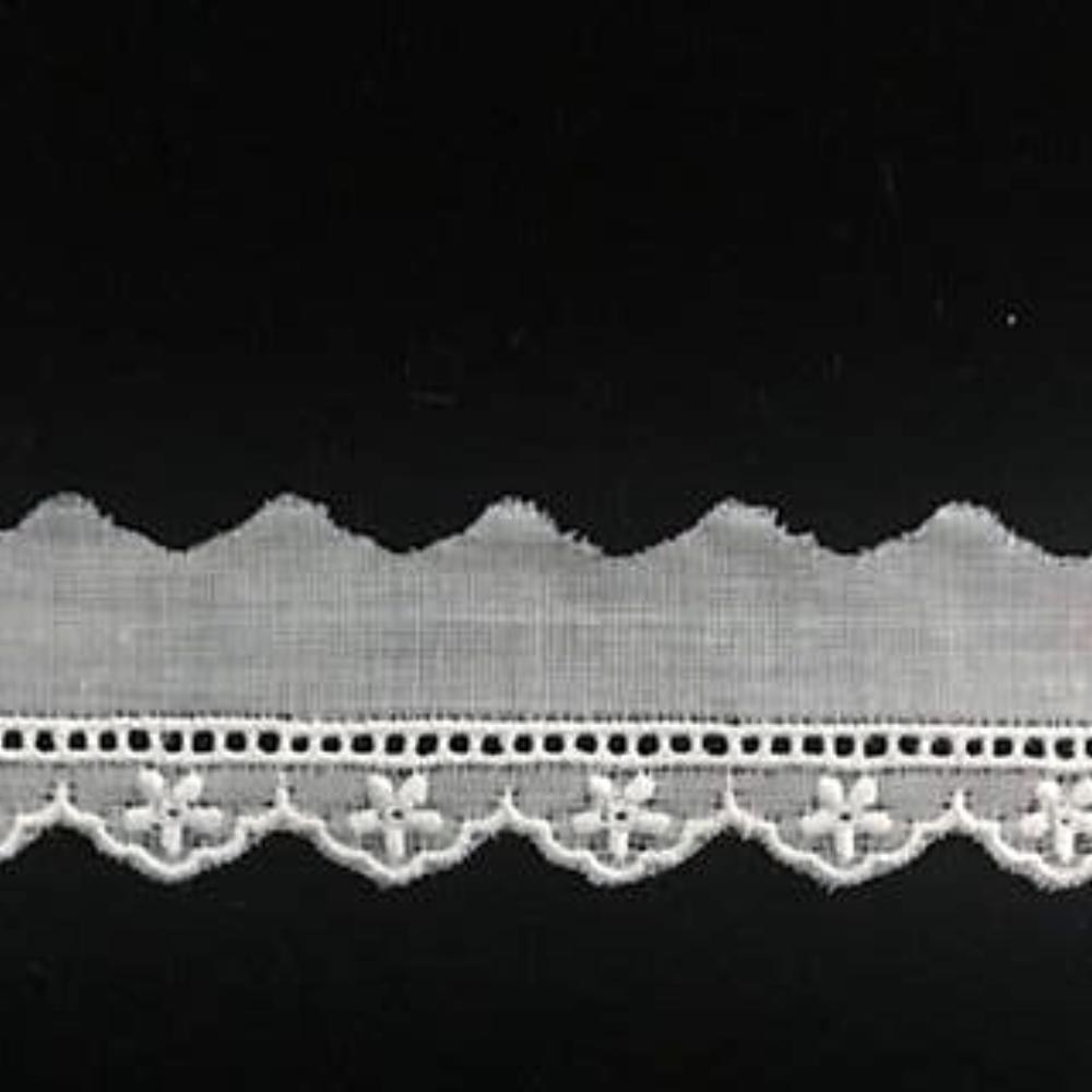 E-106 Ivory and Ecru - 10mm Embroidered Entredeux Edging.