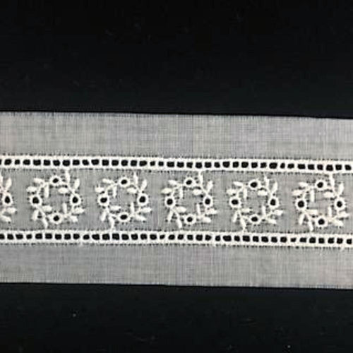 E-2 Ivory - 18mm Embroidered Entredeux Insertion.