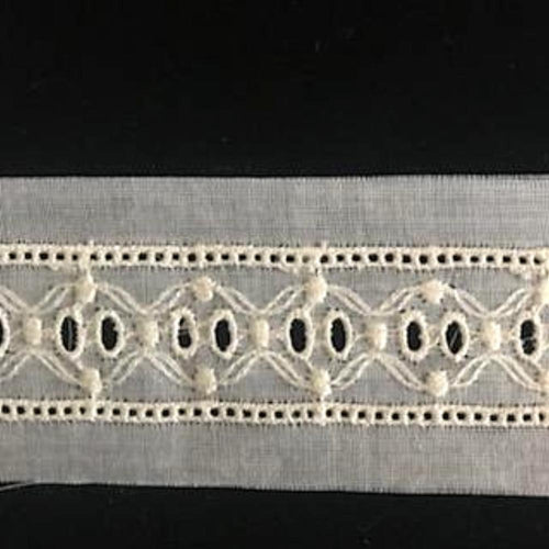 E-45 Ecru - 20mm Embroidered Insertion. Also see coloured section.