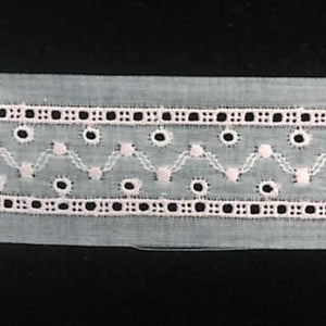 E-46 Blue, Pink and Appenzal - 22mm Embroidered Insertion - coloured.