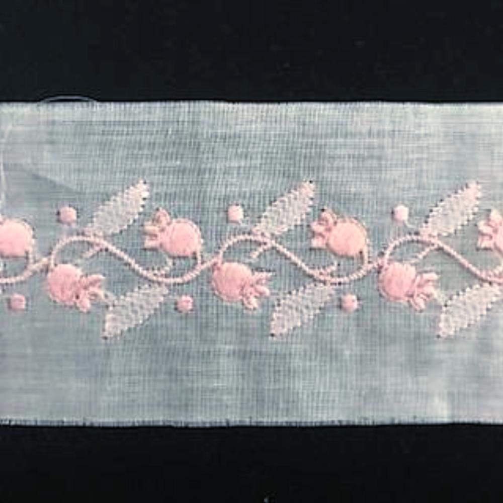 E-912 Pink - 45mm Swiss Cotton Handloom Embroidery