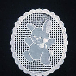 E-Bunny White - Swiss Cotton Embroidery Medallion.