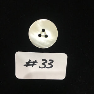 BMOP-33  Mother of Pearl Button - 20mm Flat 3 Hole